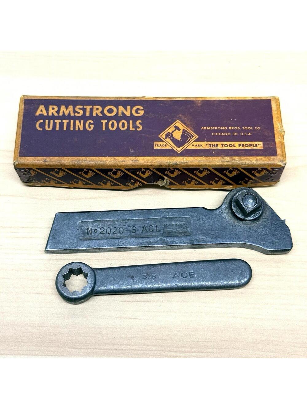 Vintage Armstrong No 2020-S ACE Lathe Tool Holder Wrench & Box USA